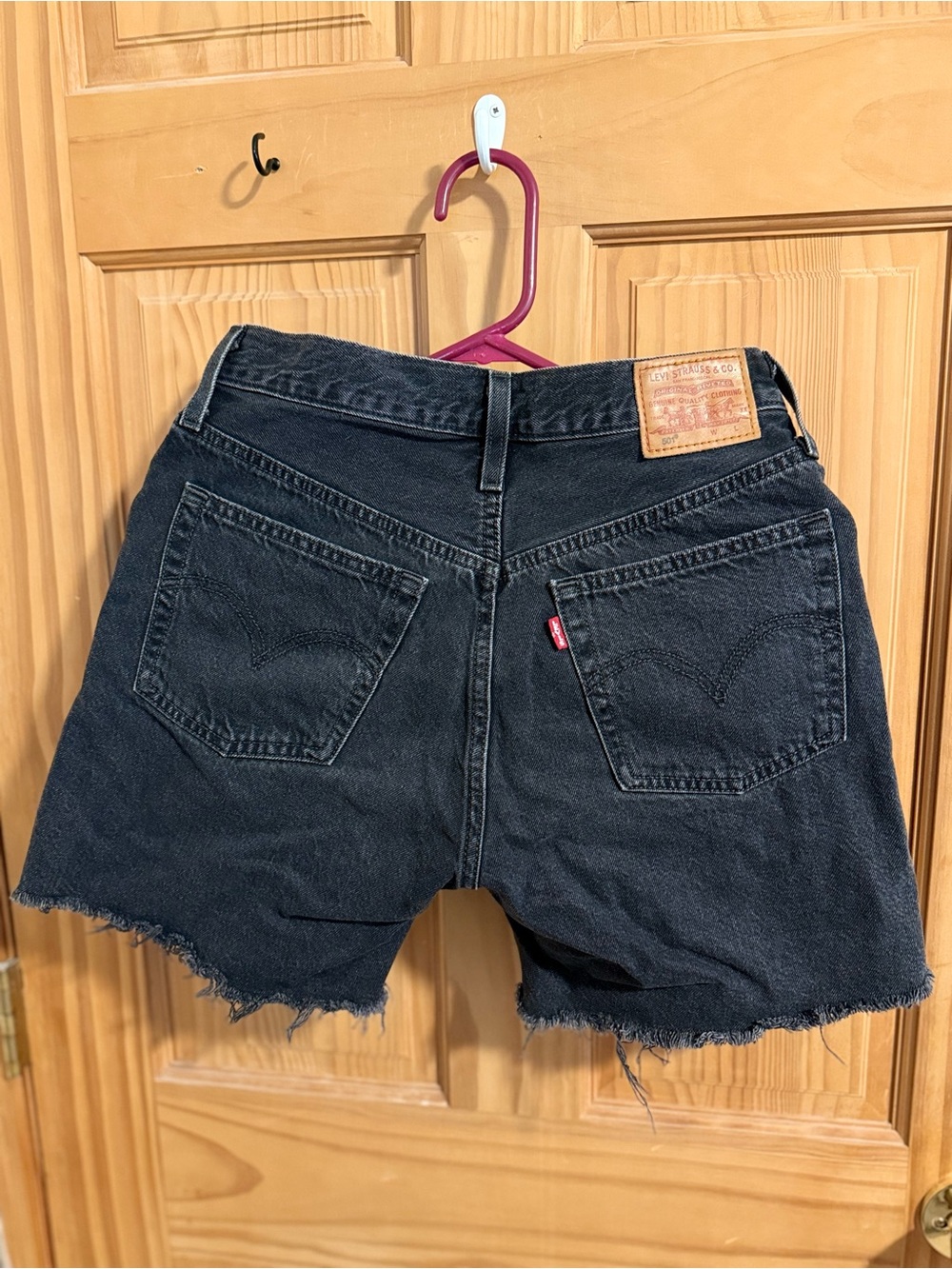 Levi's Black Cutoff Denim Shorts with Frayed Hem